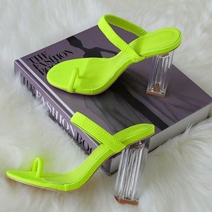 NEW🔥 Transparent Clear Lucite Heel Sandals Mules